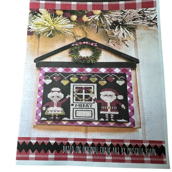 Christmas Cross Stitch Pattern aDOORables Santa Mrs. Claus Stitching Housewives - Picture 2 of 3